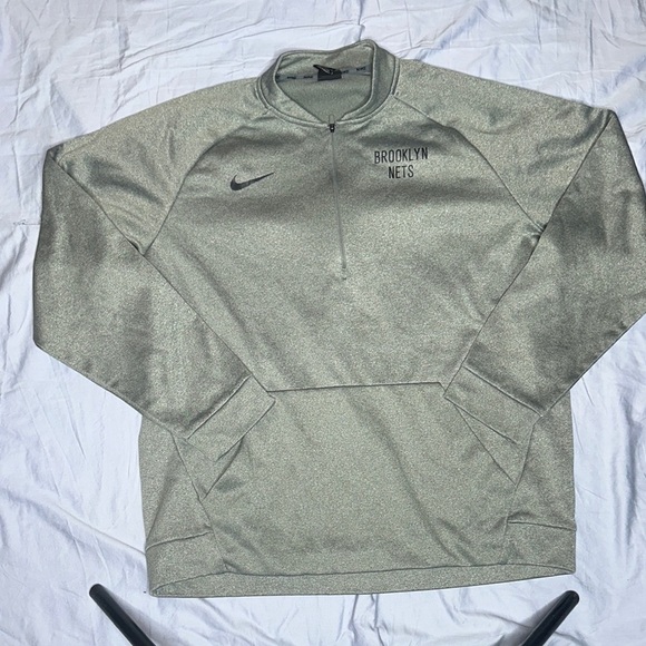 Nike Brooklyn Nets Therma Gray  Pullover Jacket - Picture 1 of 9